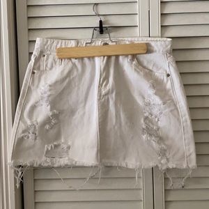 White Mini Jean Skirt